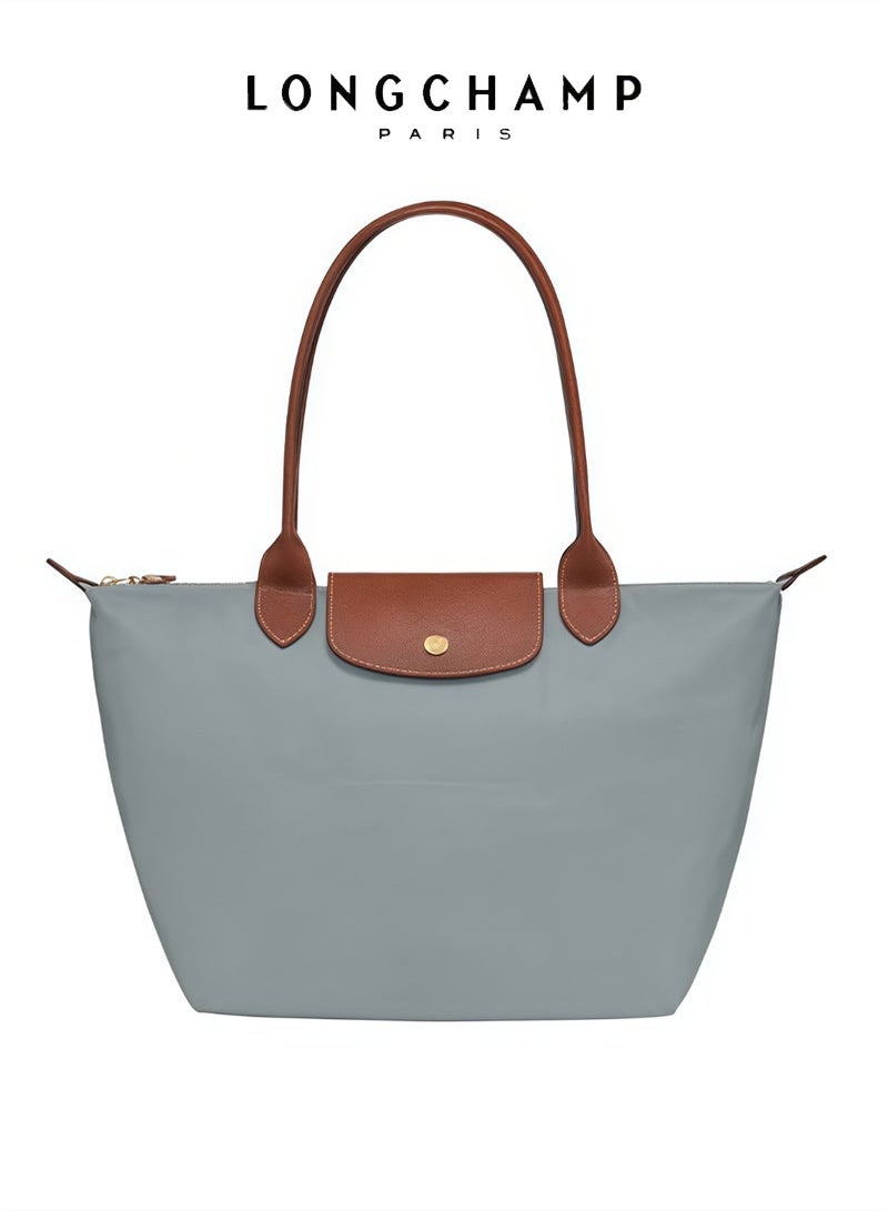 Longchamp Women's Classic Fashion Versatile Medium Handbag Shopping Bag Shoulder Bag Handbag classic Steel Gray - Image 1
